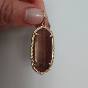 KENDRA SCOTT ELLE BROWNISH RED TIGERS EYE DROP EARRINGS